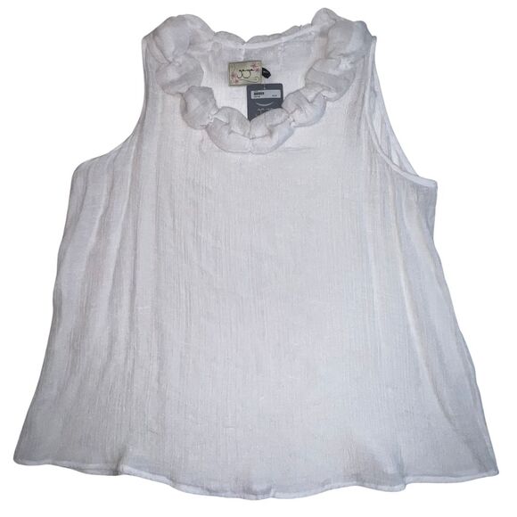 Gaya Blouse Womens Large White Sheer Sleeveless Peasant Fairy Cottagecore Top - Picture 1 of 15